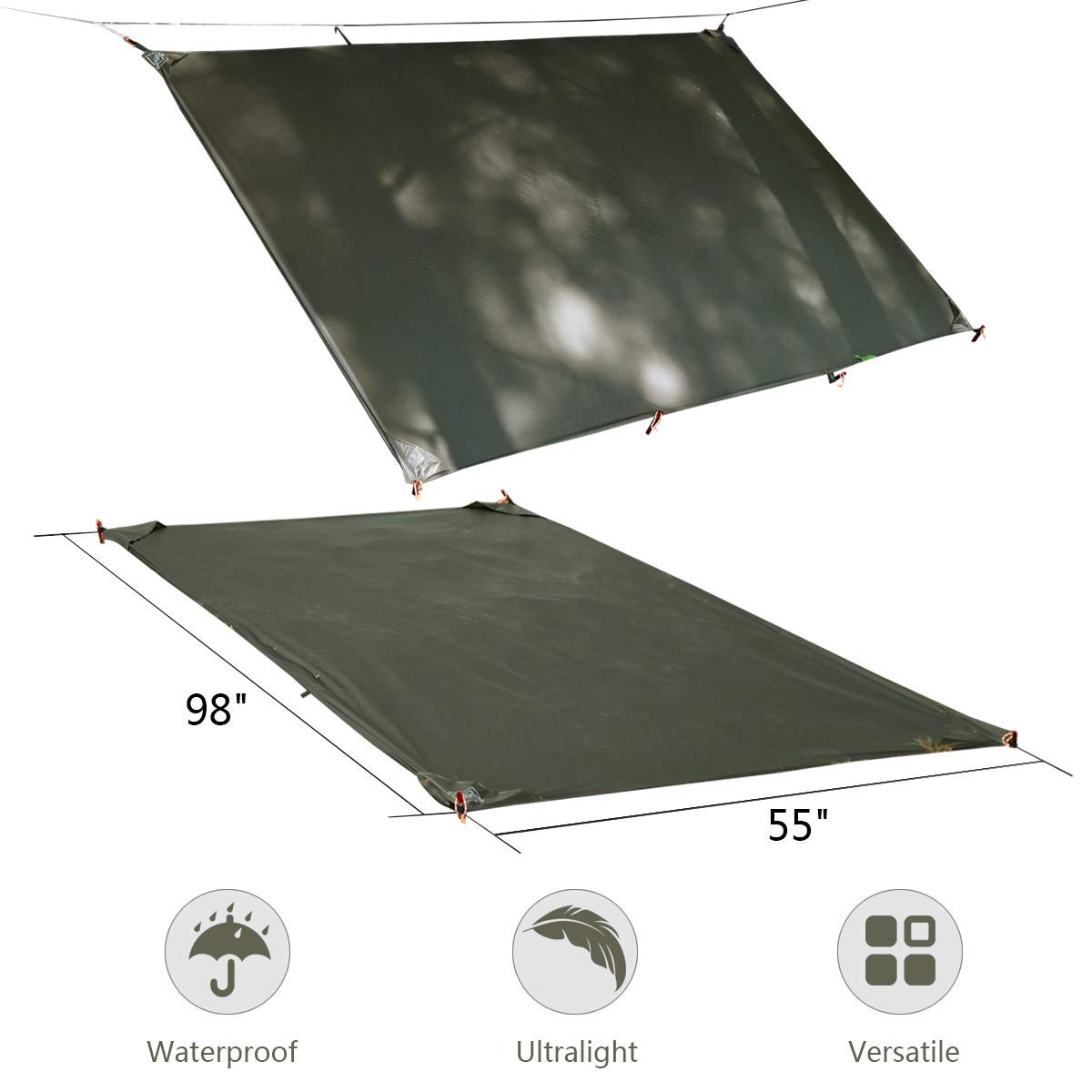 OneWind Camping Hammock with Waterproof Footprint - Lightweight Portable Hammock for Backpacking, Hiking & Outdoor Adventures - Includes Rain Tarp & Tree Straps