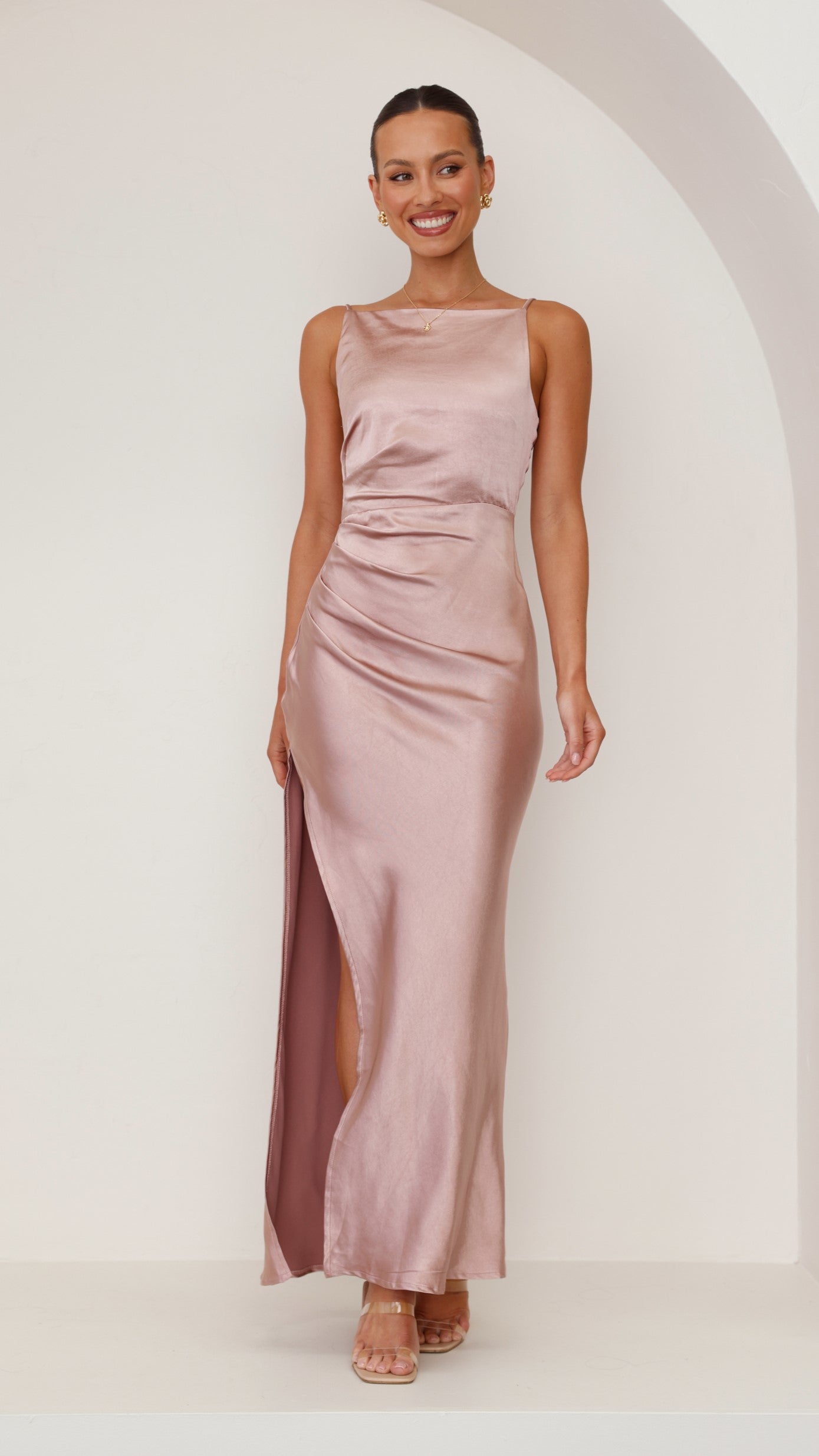 Ava Maxi Dress for Women - Elegant Dusty Pink Long Flowy Dress for Summer, Beach, Parties & Special Occasions