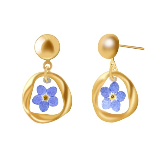 Gold Forget-Me-Not Earrings Circle