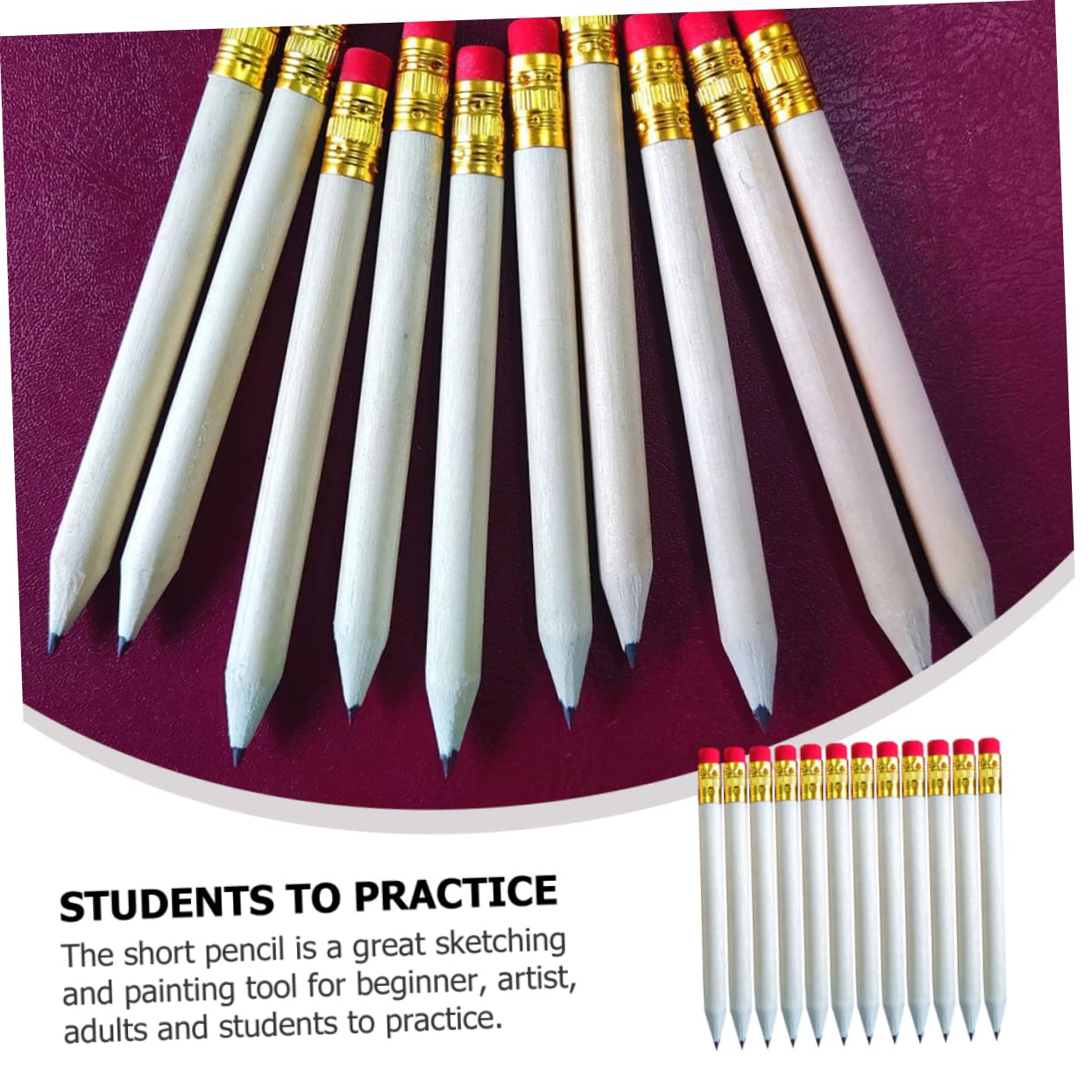 NUOBESTY 60PCS Small Wooden Log Pencils - Short Drawing Pencils for Artists & Sketching, Perfect for Art Classes, Sketchbooks, and DIY Craft Projects