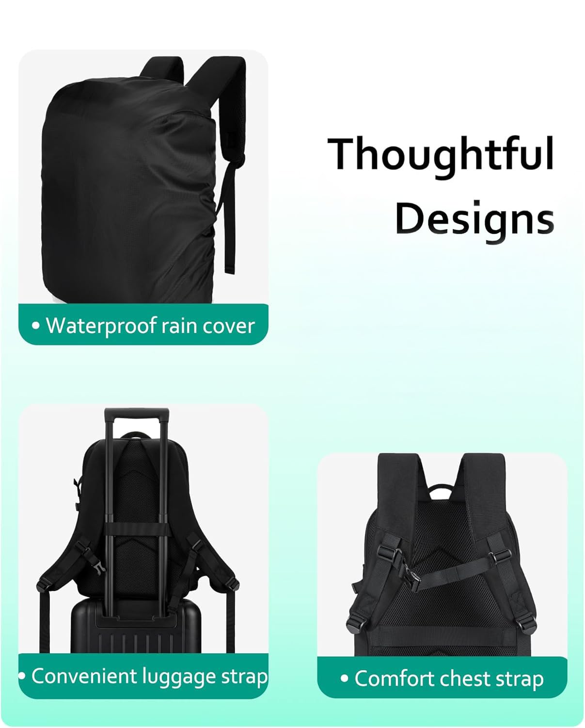 Bagsmart DSLR SLR Camera Backpack - Water Resistant with Rain Cover, Fits 15.6 Inch Laptop & Tripod Holder - Unisex Camera Bag for Photographers, Travel & Outdoor Shooting (Black)