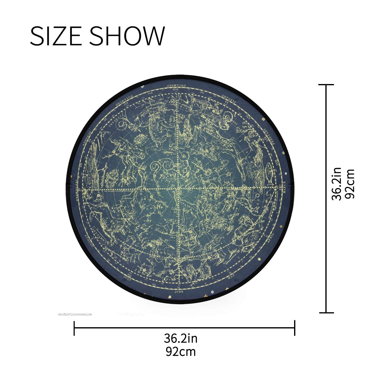 ALAZA Zodiac Constellation Space Round Area Rug - 3' Diameter (92 cm) for Living Room, Bedroom, Nursery & Dorm Decor - Perfect for Astronomy Lovers & Starry Night Theme