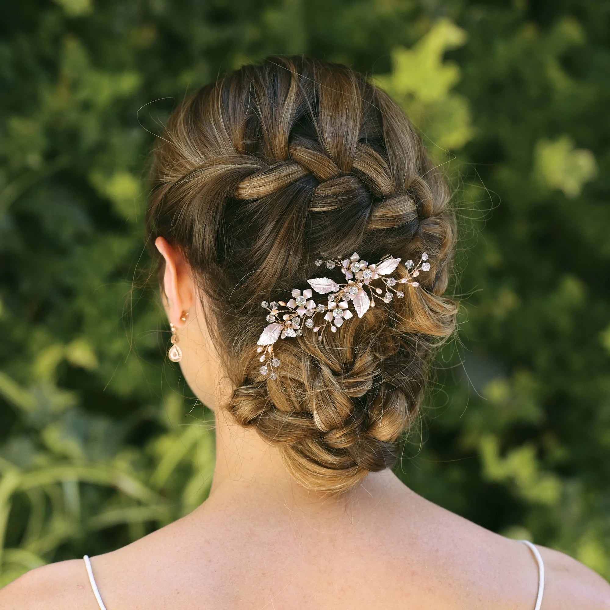 Elegant Rose Gold Wedding Hair Clip with Sparkling Crystals & Blush Pearls - Perfect for Bridal Accessories, Prom, Formal Events & Special Occasions