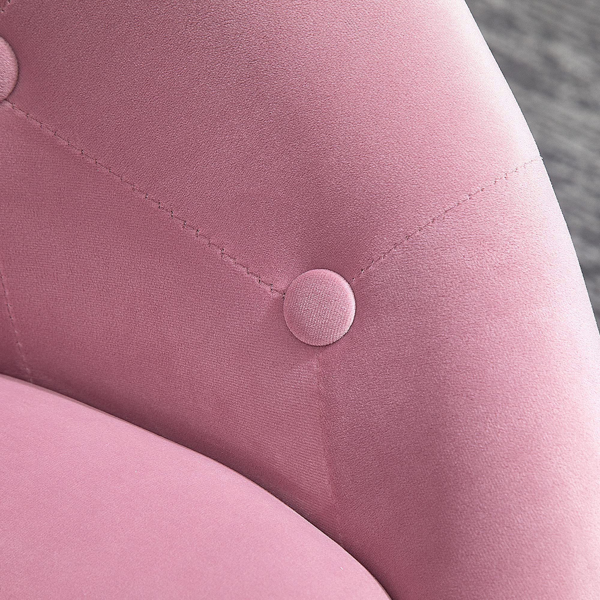 HOMCOM Modern Makeup Vanity Chair - Round Tufted Swivel Accent Chair with Chrome Frame, Height Adjustable - Pink Velvet Upholstery for Bedroom, Living Room, Dressing Room | Perfect for Makeup, Reading & Relaxing