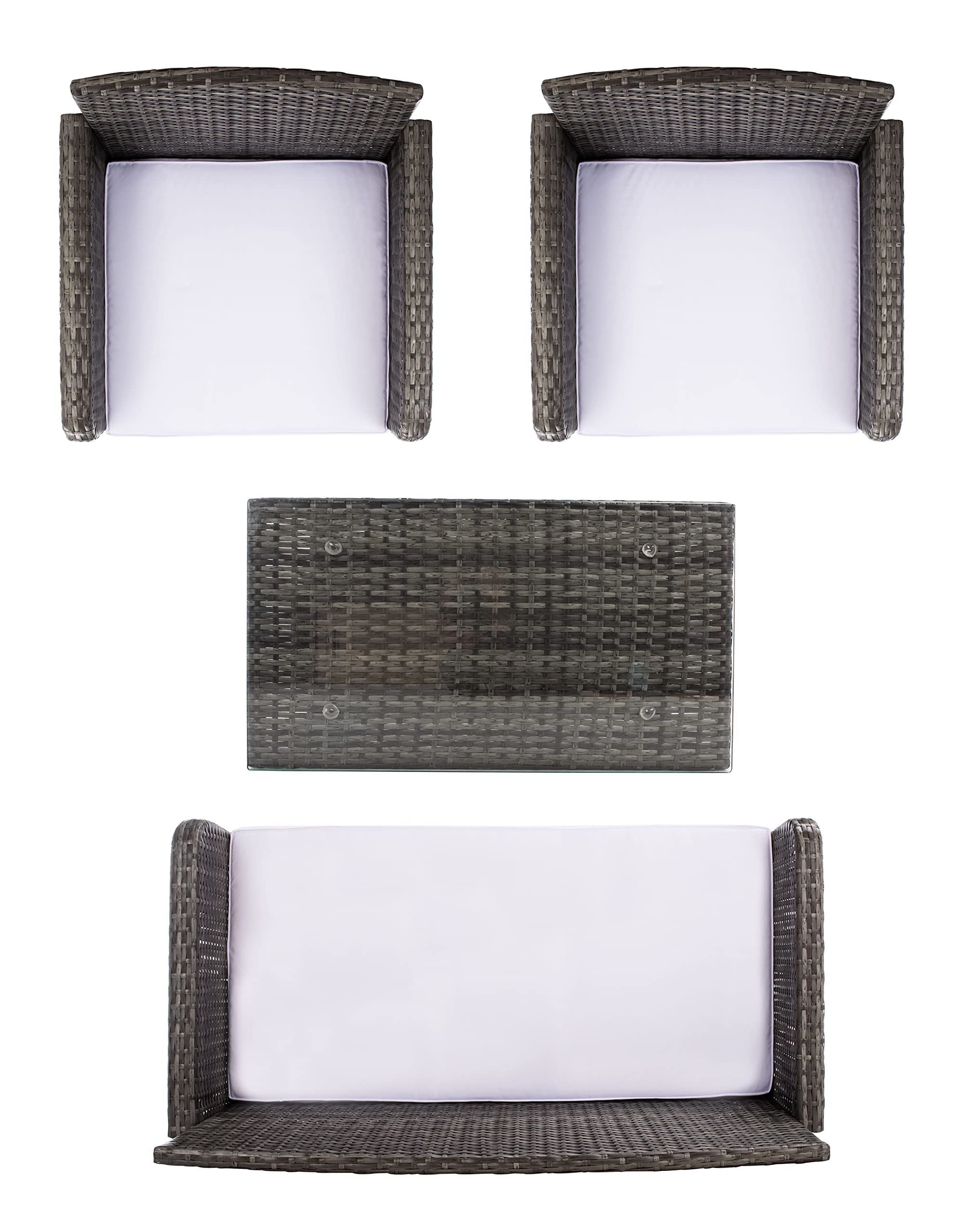 SAFAVIEH Outdoor Collection Aboka Grey Brown/White 4-Piece Patio Cushion Set - Water-Resistant Conversation Furniture Cushions for Garden, Deck, Poolside & Backyard Relaxation (PAT7505C)