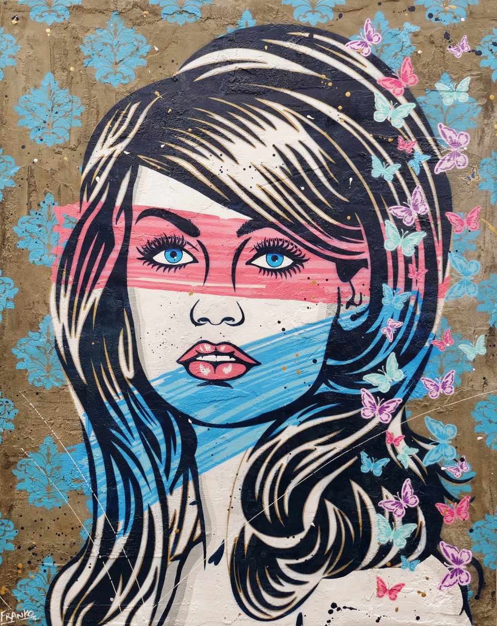 120cm x 150cm Cotton Kandy Urban Pop Art Painting - Beautiful Woman Industrial Concrete Wall Decor for Living Room, Bedroom & Office