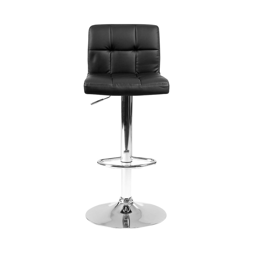 2 Black Leather Bar Stools with Gas Lift - Perfect for Kitchen Islands, Bars & Home Decor