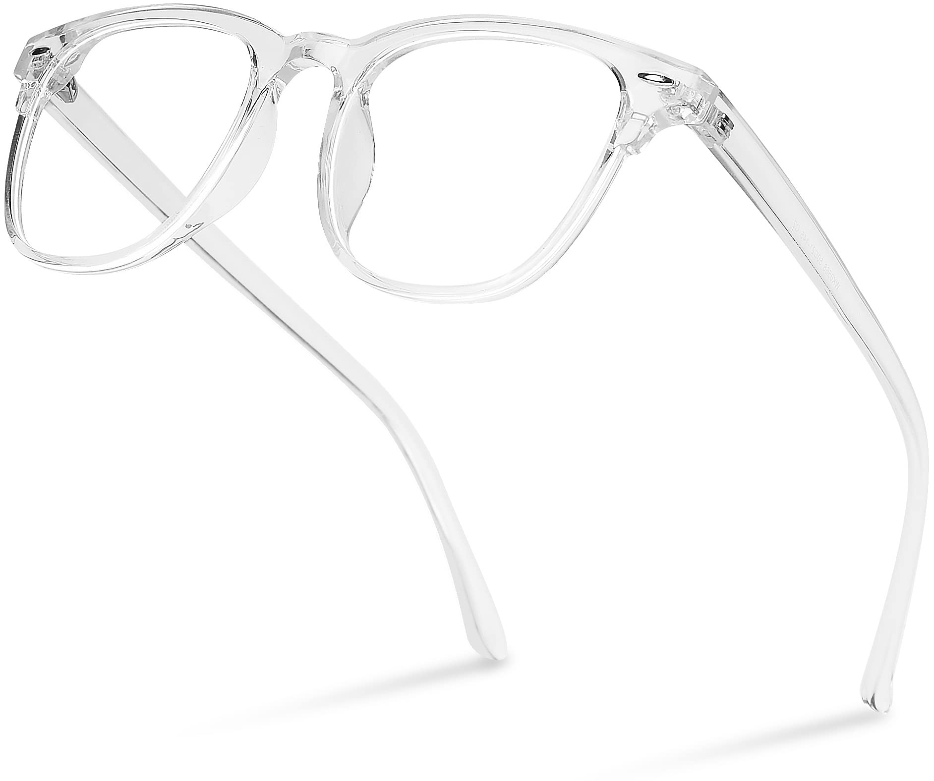 VLOOK Blue Light Blocking Glasses for Men - HD Clear Computer & Gaming Glasses with TR90 Square Frame, Anti-Eyestrain, UV400 Protection (Transparent) - Perfect for Office Work, Gaming & Screen Time