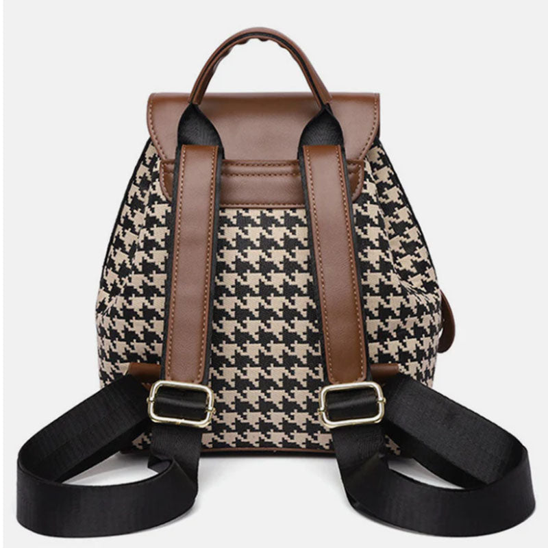 Stylish Houndstooth Print Backpack for Women - Large Capacity Travel Bag with Multiple Pockets | Perfect for Work, School & Weekend Getaways