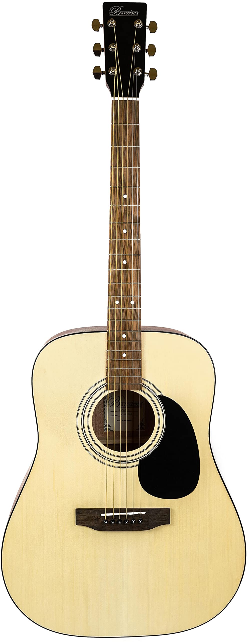 Barcelona D500 Dreadnought Acoustic Guitar Bundle - Natural Finish with Hard Case, Strings, Tuner, Strap, Picks & Online Lessons | Perfect for Beginners, Campfire Singalongs & Home Practice