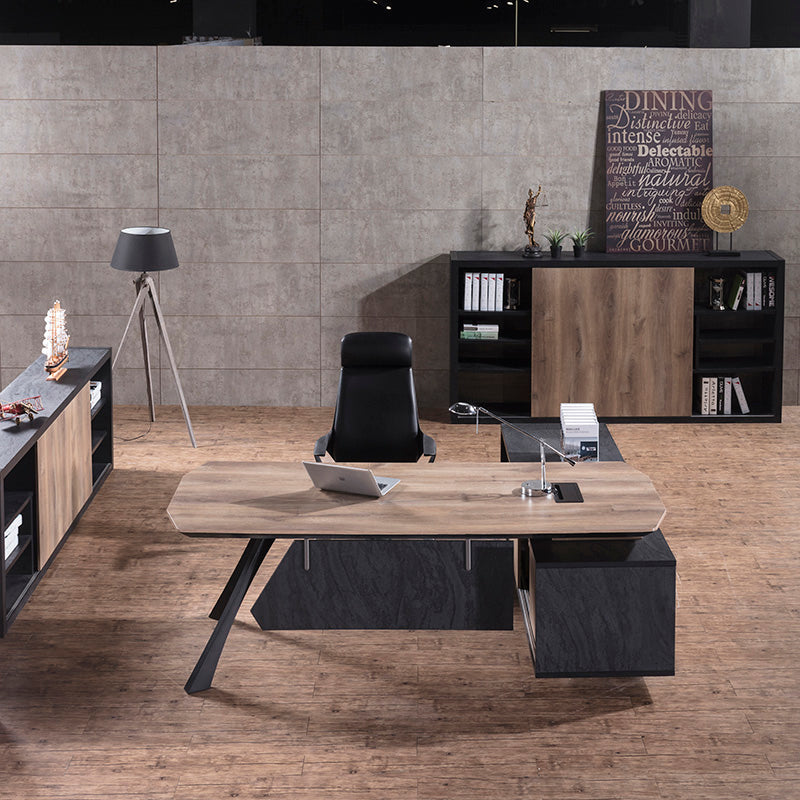 ARTO 240cm TV Stand with Storage - Warm Oak & Black Finish - Perfect for Living Room, Bedroom, or Home Theater Setup