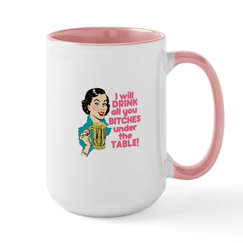White/Pink Inside - Funny Beer Drinking Humor Large Mug