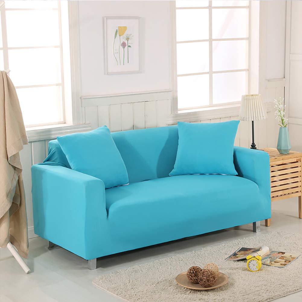 YOCASA Stretch Elastic Sofa Slipcover - 1-Piece Universal Couch Cover for 1/2/3/4 Cushion Sectional Sofas, Anti-Skid Design, Sky Blue (Fits 35-57 inch, 1 Seater) - Perfect for Living Room, Apartment, and Home Decor Protection