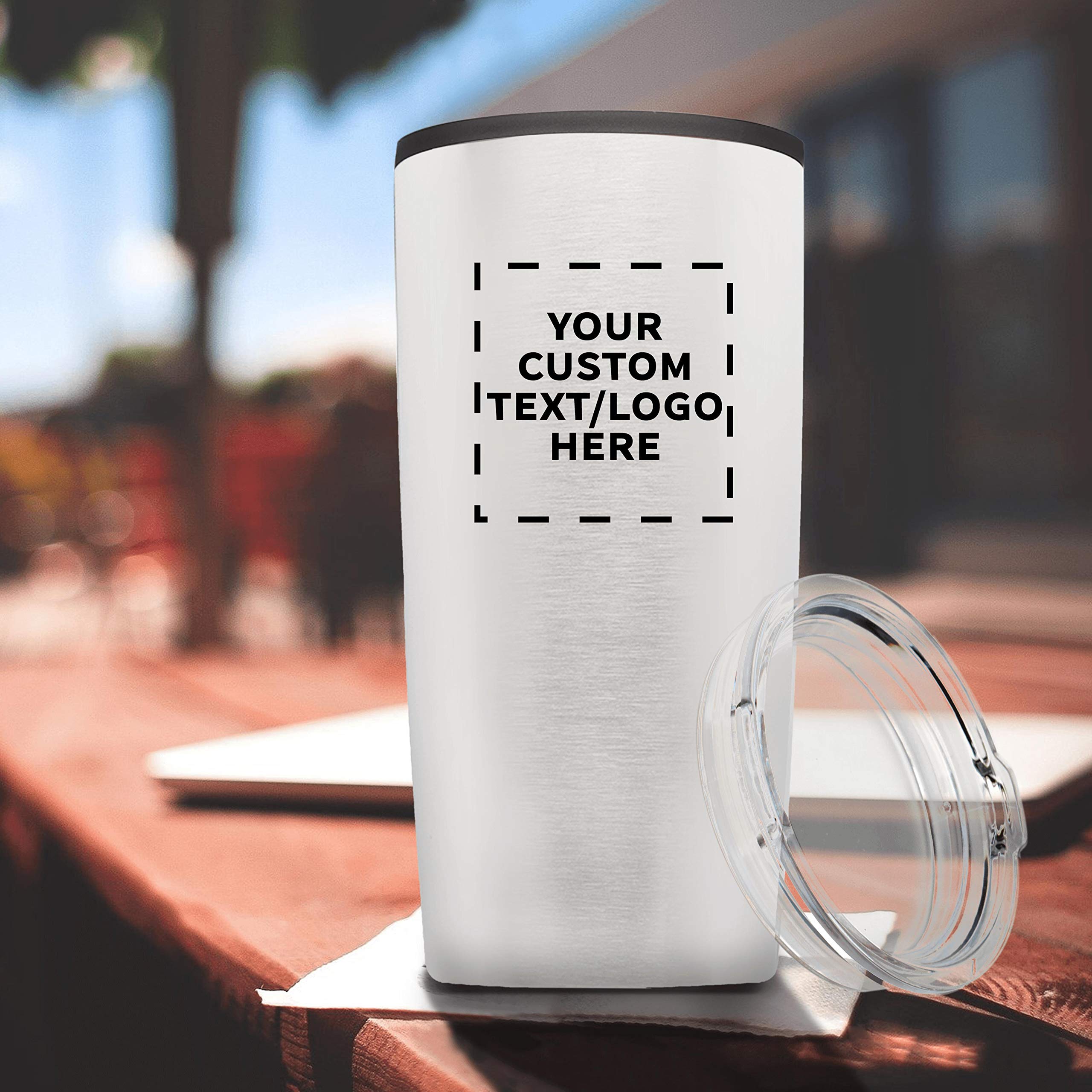 Custom 20 oz Plastic Tumblers Set of 24 - Personalized Bulk Pack with Lids, Insulated Ice Coffee Cup, Silver Travel Tumbler for Office, Party, and Outdoor Use