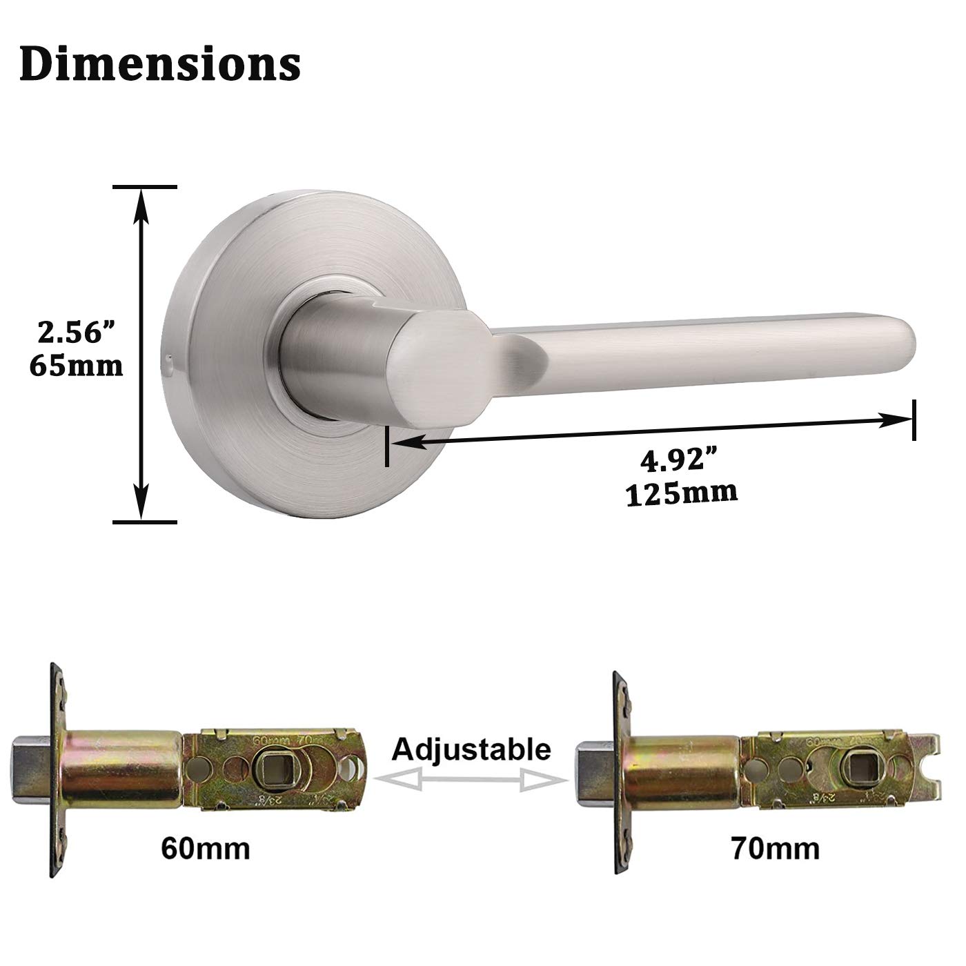 Gobrico 6 Pack Interior Door Levers - Flat Straight Style Nickel Finish Passage Door Locksets for Hallway, Closet & Bedroom - Easy Installation for Home & Office Use
