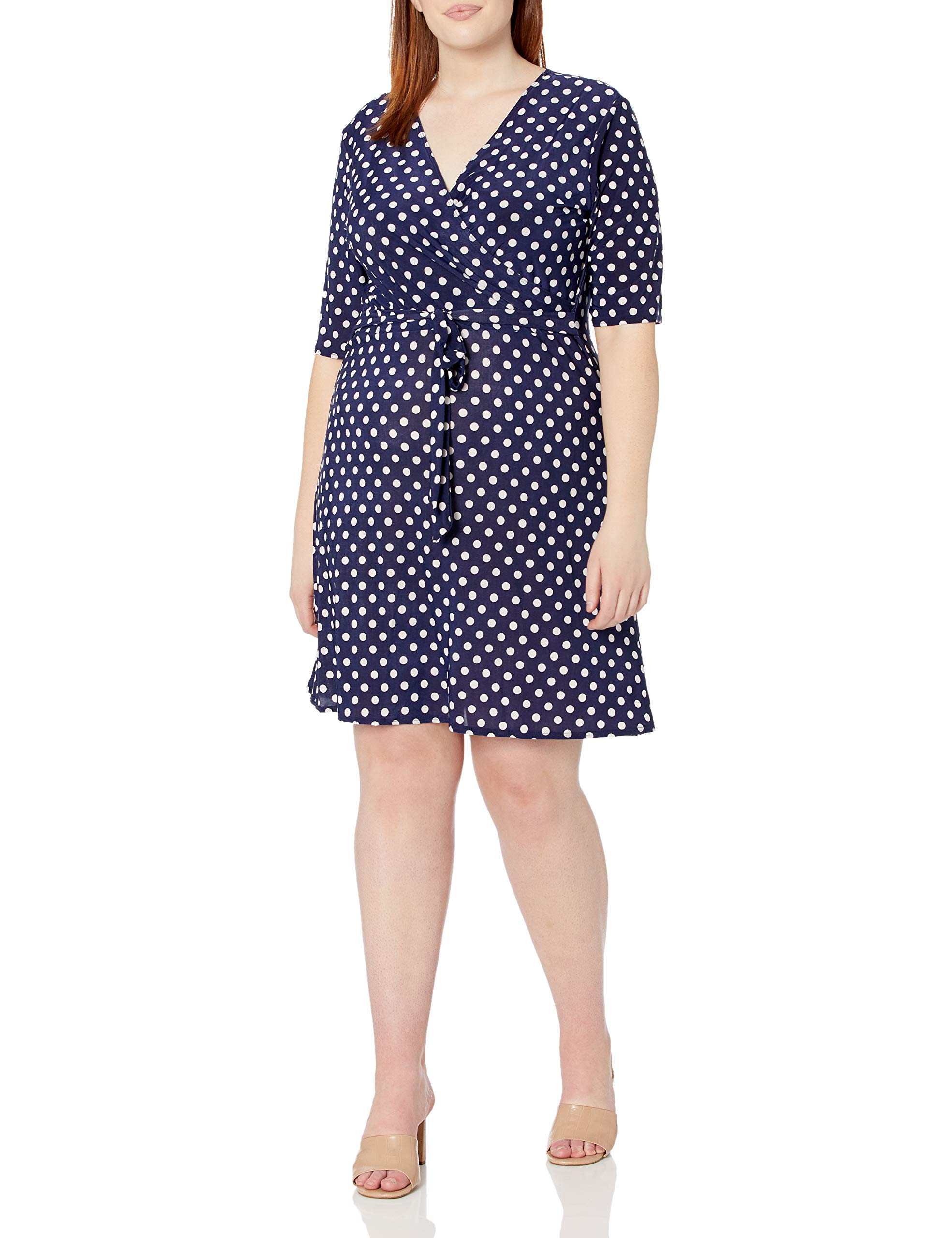Star Vixen Women's Faux-Wrap Dress with Necklace - Elegant Sleeveless V-Neck Flowy Midi Dress for Date Night, Cocktail Party & Special Occasions