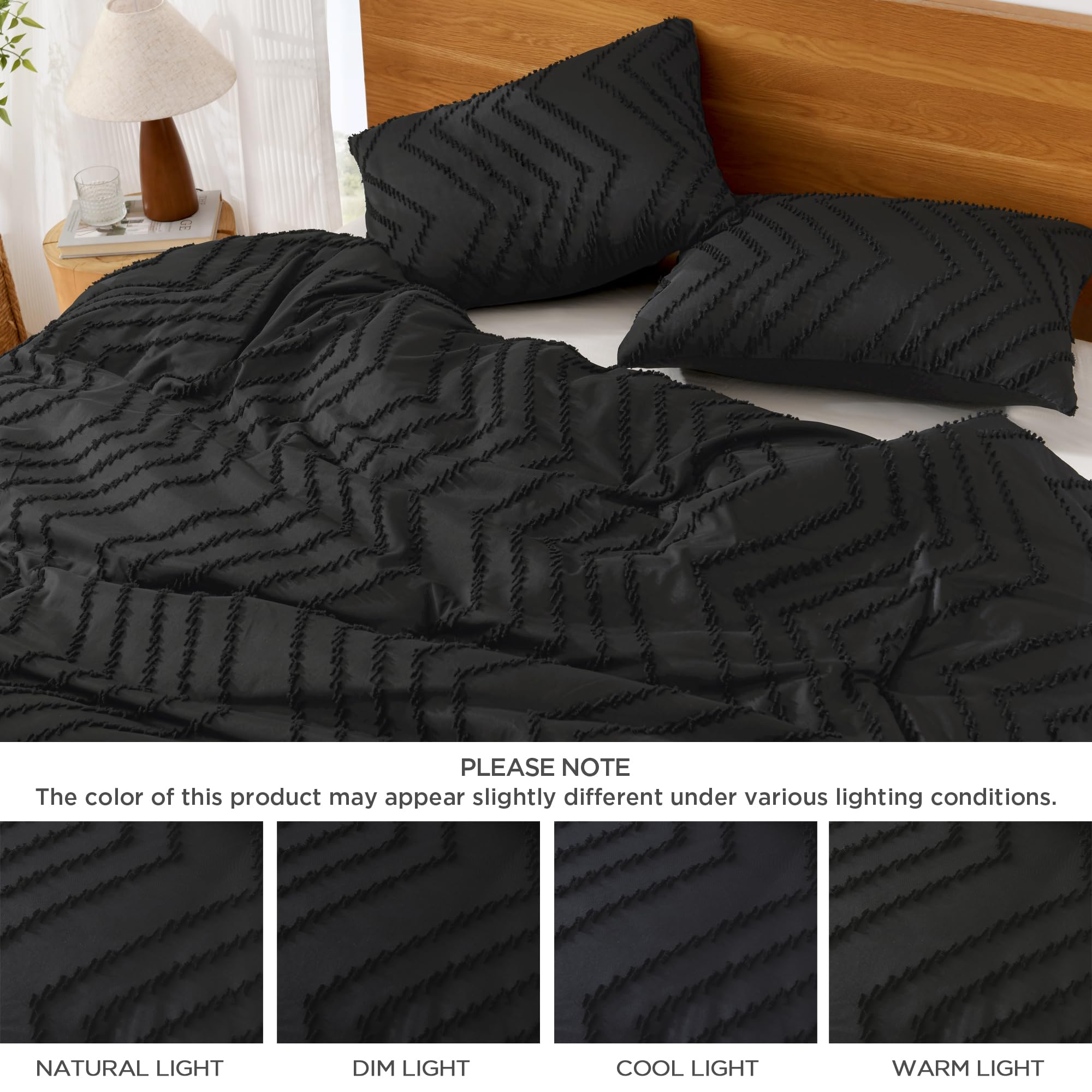 Premium Black Full Comforter Set - Lightweight Fluffy Down Alternative Bedding with 2 Pillow Shams (79x90 Inches) | Soft & Breathable All-Season Comforter for Bedroom, Guest Room & Dorm | Perfect Gift Choice for Housewarming & Holidays
