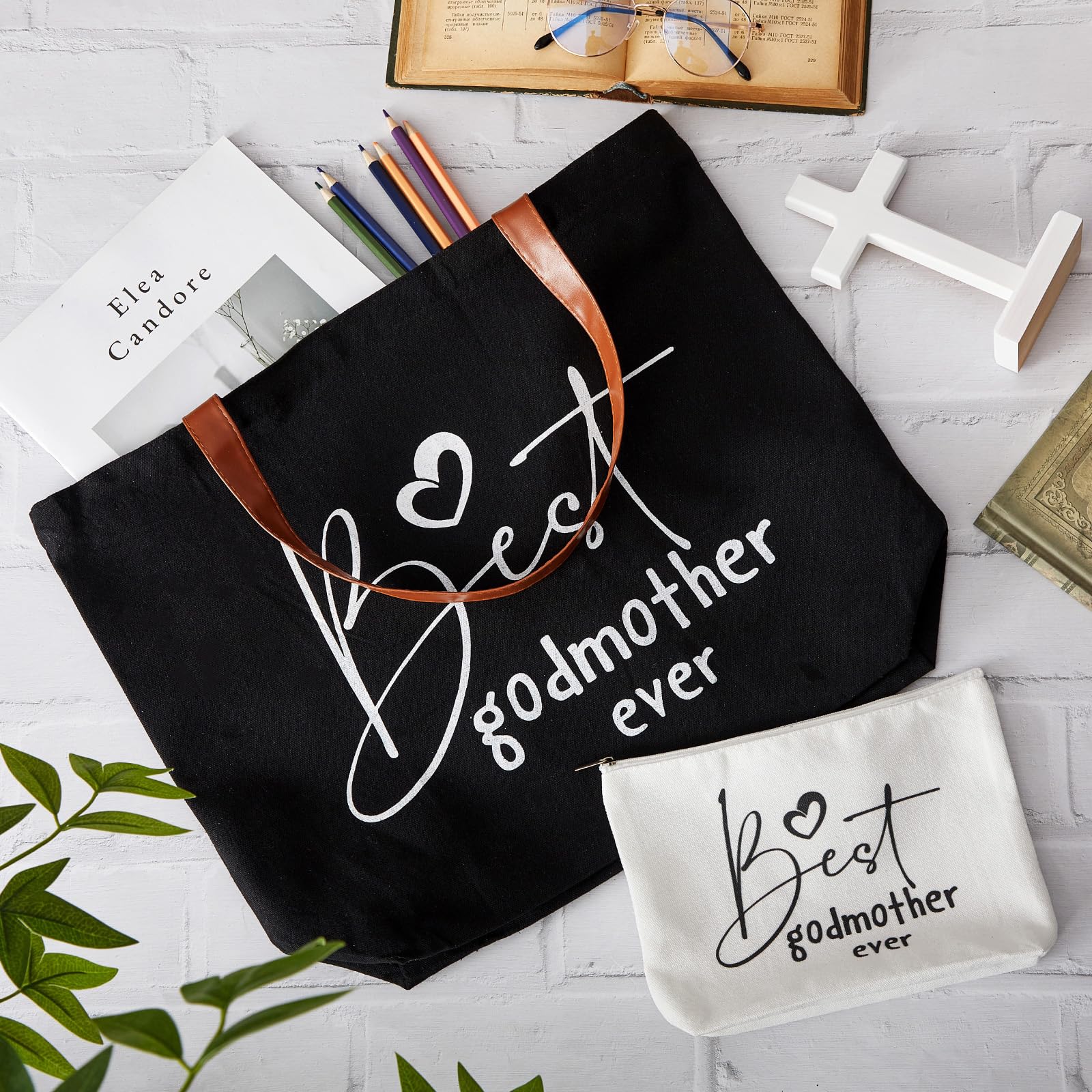 2 Pcs Mother's Day Gift Set - Tote Bag & Makeup Bag for Mom, Grandma, Godmother - Perfect for Birthdays, Proposals & Daily Use