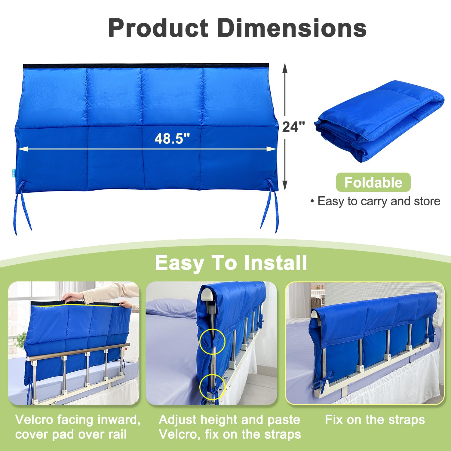 Hospital Bed Rail Padding Cushion - Safety Guard Cover for Adults & Elderly - Medical Grade Foam Bumper Protector - Prevents Injuries & Enhances Comfort - Ideal for Home Care, Nursing Homes & Rehabilitation Centers (1 Piece)