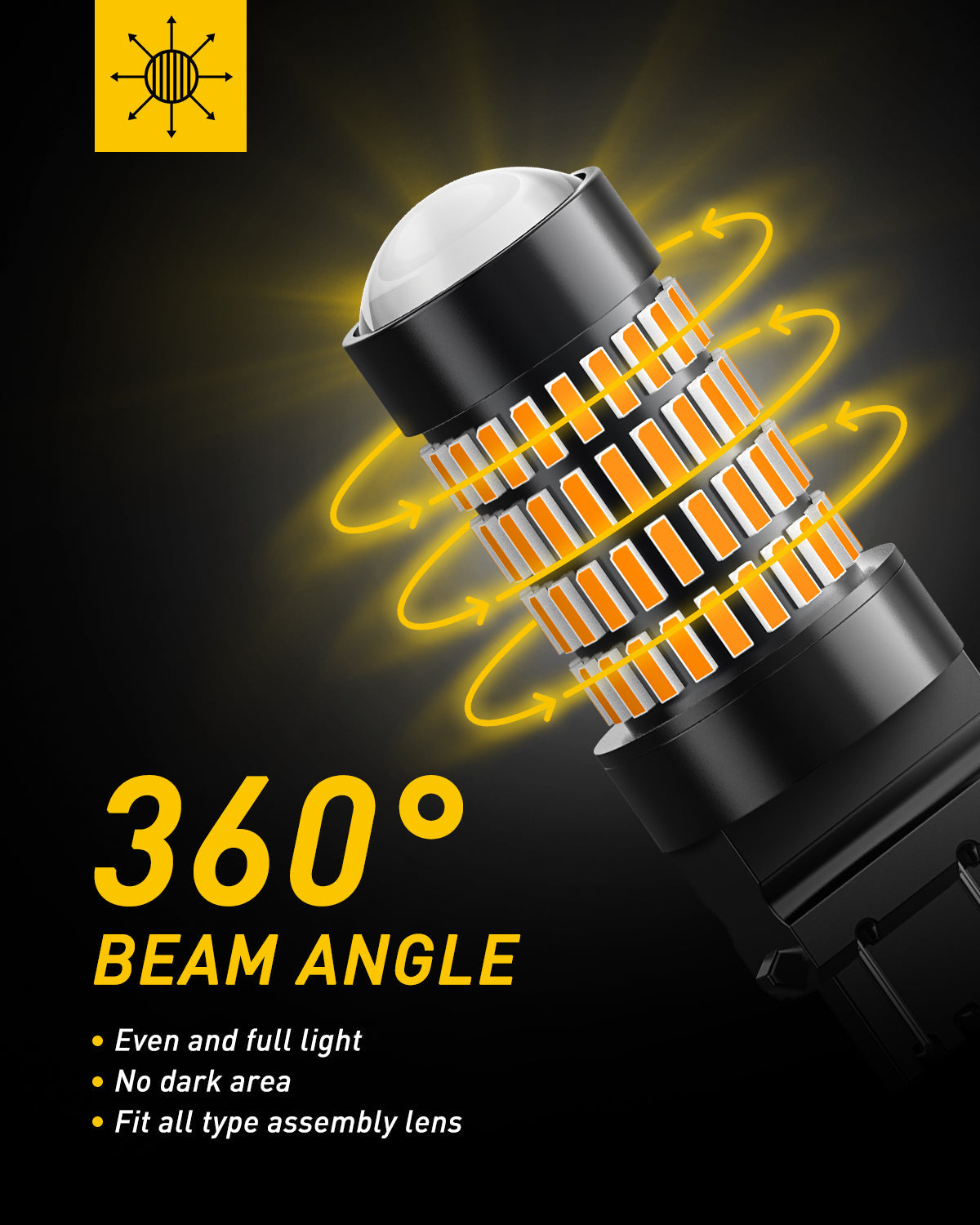 3157 LED Bulb Amber - 400% Brighter Turn Signal Lights with 102 SMD Chipsets & Projector - Perfect for Blinker, Side Marker Lights (Pack of 2) - Ideal for Cars, Trucks, SUVs & Motorcycles
