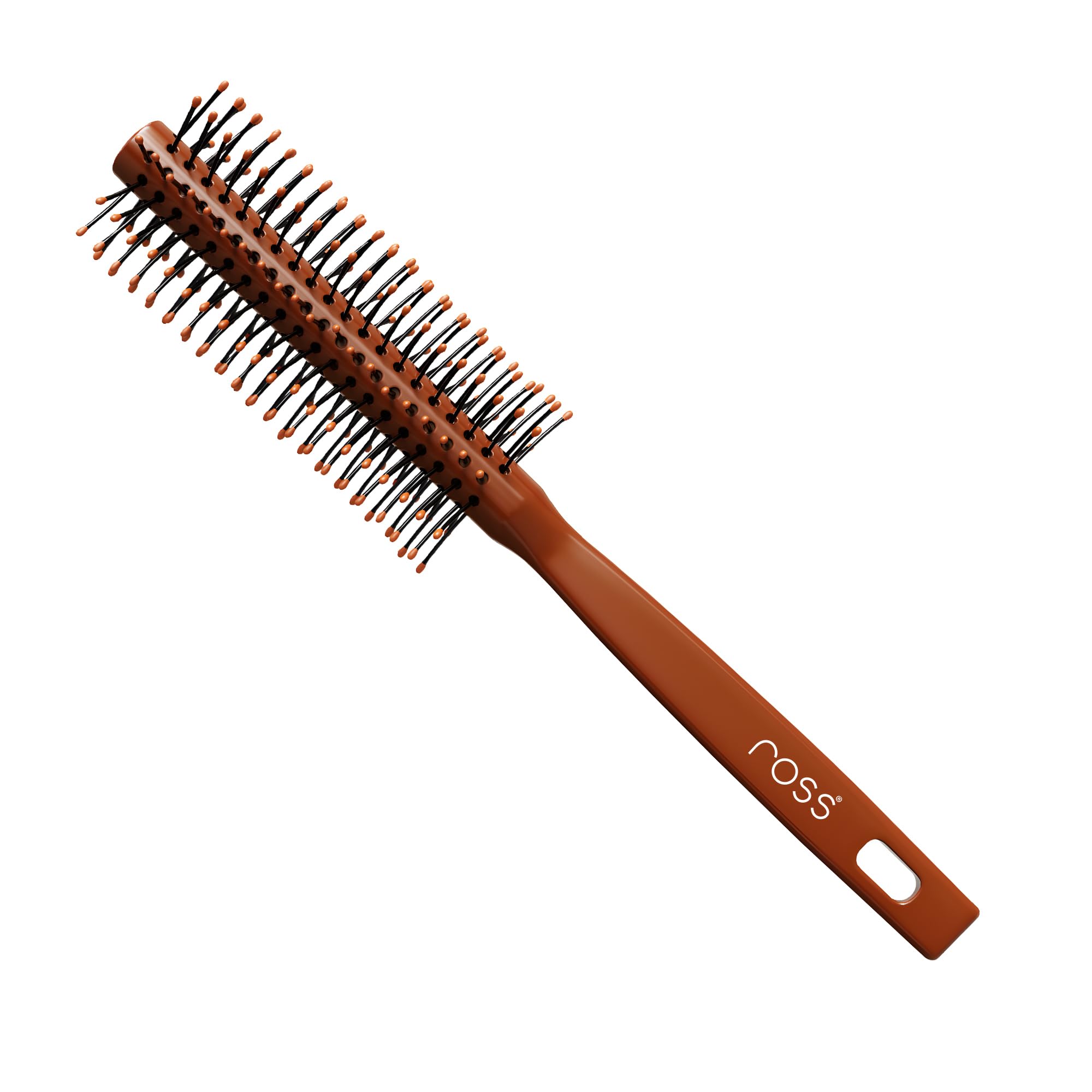 Ross Round Hair Brush with Soft Ball-Tipped Bristles - Detangling Brush for All Hair Types, Reduces Frizz & Stimulates Scalp - Smooth Styling for Men & Women (Chocolate Brown) - Perfect for Daily Hair Care, Salon Styling & Travel Use