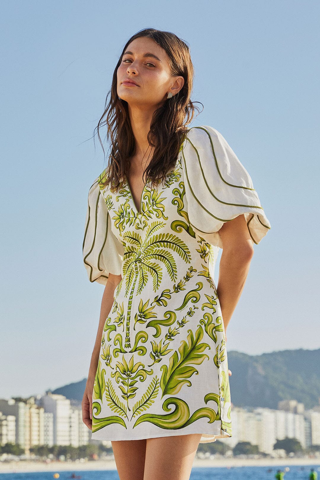 Farm Rio Milani Floral Print Mini Dress - Women's Summer Boho Chic Dress for Beach, Vacation & Casual Outings