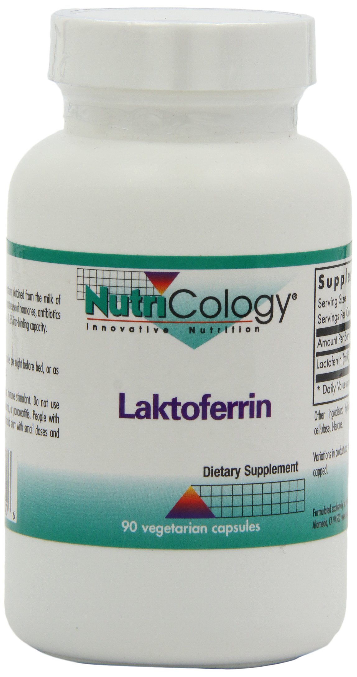 Nutricology Lactoferrin Supplement 350mg - Bovine Colostrum Immune Support, Iron Supplement with Bioactive Peptides, 90 Vegicaps for Daily Immune & Gut Health - Perfect for Travel, Fitness & Wellness Routines