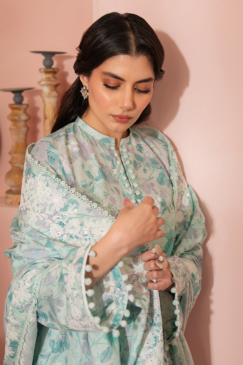 Mint Haze 3-Piece Printed Suit for Women | Stylish Matching Outfit Set | Perfect for Office Wear, Parties & Special Occasions