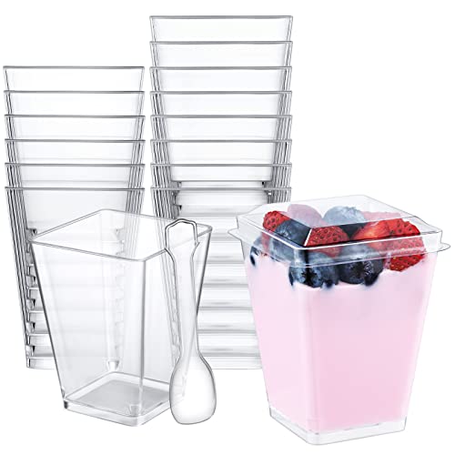 Clear Cups with Spoons & Lids