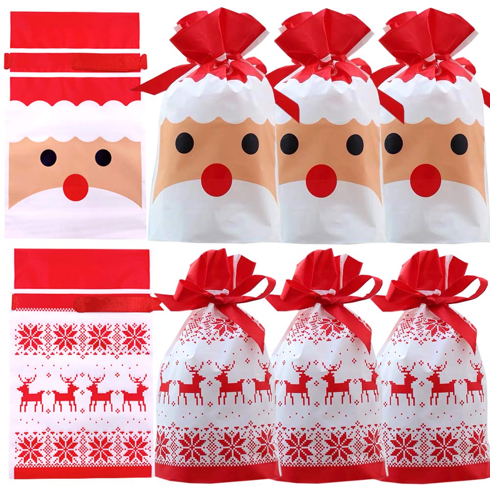 VIFOME 24pcs Christmas Treat Bags - Santa Gift Bags & Holiday Party Favor Bags with Drawstring for Candy, Goodies & Gift Wrapping | Perfect for Christmas Parties, School Events & Festive Decorations