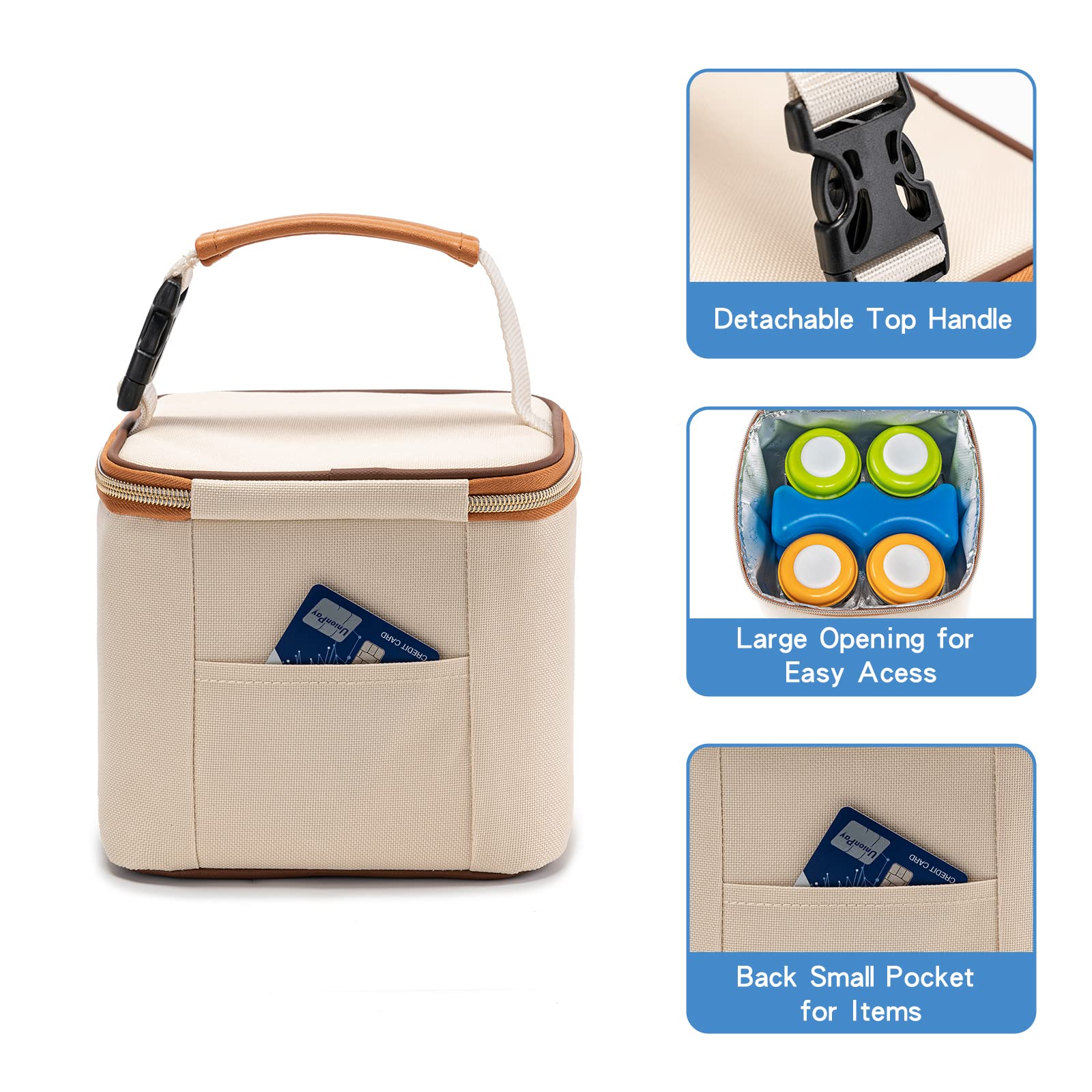Insulated Breastmilk Cooler Bag with Ice Pack - Holds 4 Baby Bottles (Up to 5oz) - Perfect for Nursing Moms, Daycare & Travel - Portable Milk Storage Solution for Work, Park & Outdoor Activities
