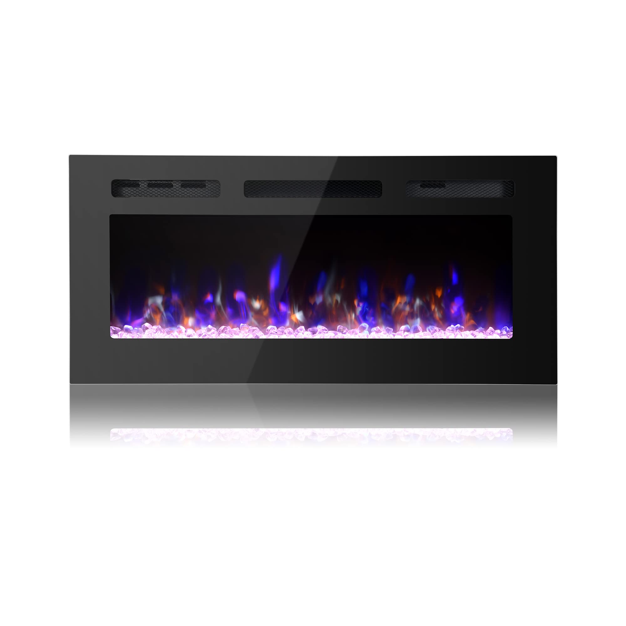 PAOLFOX 36 Inch Recessed Electric Fireplace Insert - Wall Mounted LED Fireplace with Remote Control, 12 Flame Colors & Adjustable Heat - Perfect for Living Room, Bedroom, and Office Décor