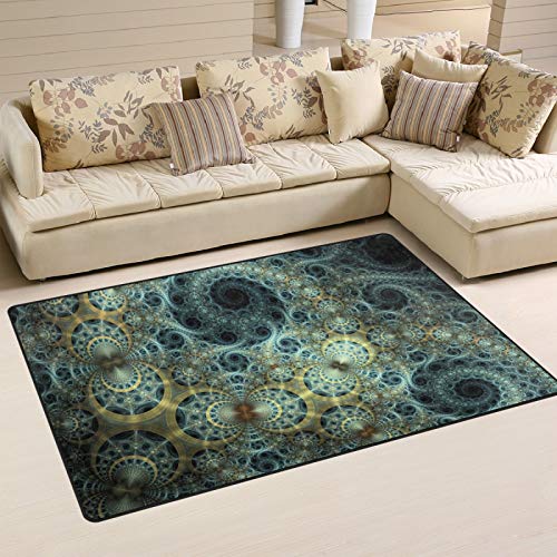 Steampunk Area Rug 3'x5' - Dark Abstract Clockwork Carpet for Living Room & Girls Bedroom