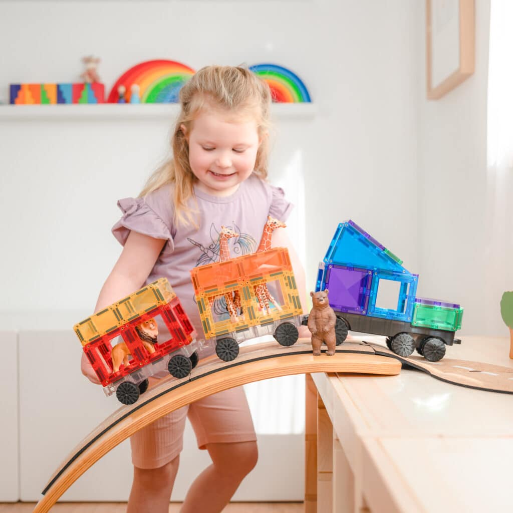 Connetix Magnetic Tiles 50-Piece Rainbow Transport Set - STEM Educational Building Toys for Kids, Perfect for Creative Play & Early Learning Development (Ideal for Preschool, Classroom & Home Activities)