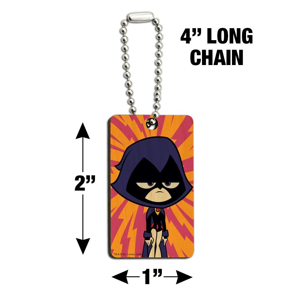 Teen Titans Go! Raven Wooden Rectangle Keychain - Stylish Key Ring for Fans & Collectors - Perfect for Backpacks, Gifts & Cosplay Accessories