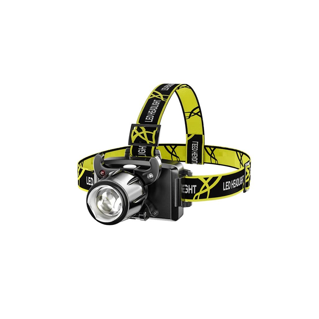 TONPOP Rechargeable LED Headlamp for Night Fishing - Long Battery Life, Waterproof, Adjustable Head-Mounted Flashlight with Long-Range Beam (Black) - Perfect for Outdoor Camping, Hiking & Nighttime Activities