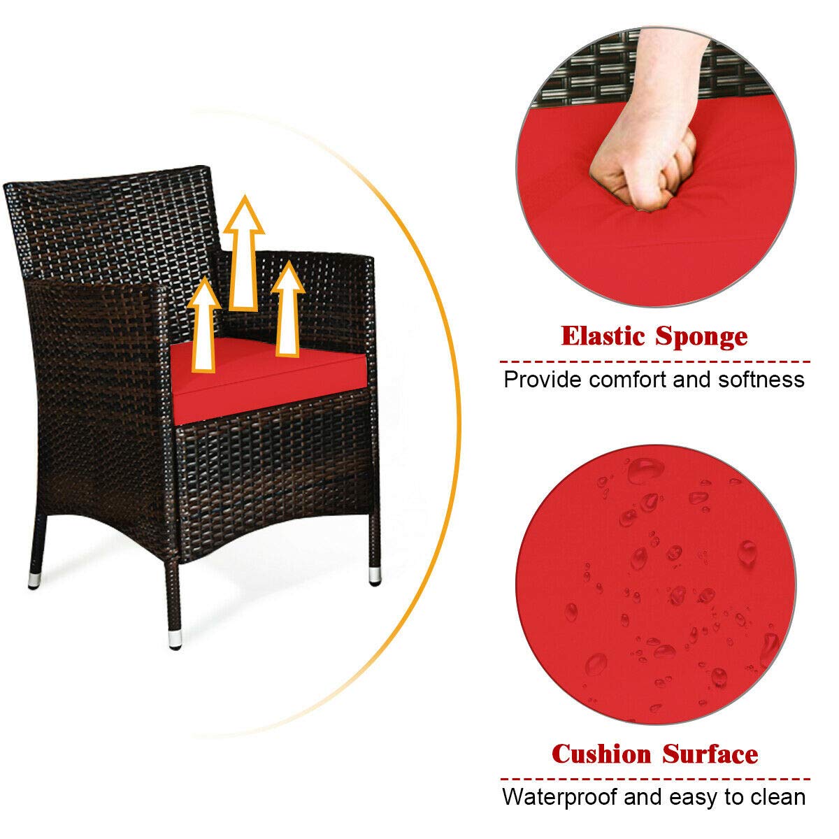 HappyGrill 4-Piece Outdoor Patio Furniture Set - Rattan Wicker Conversation Set with Cushioned Sofa & Coffee Table - Perfect for Porch, Backyard, Garden, Poolside & Outdoor Entertaining