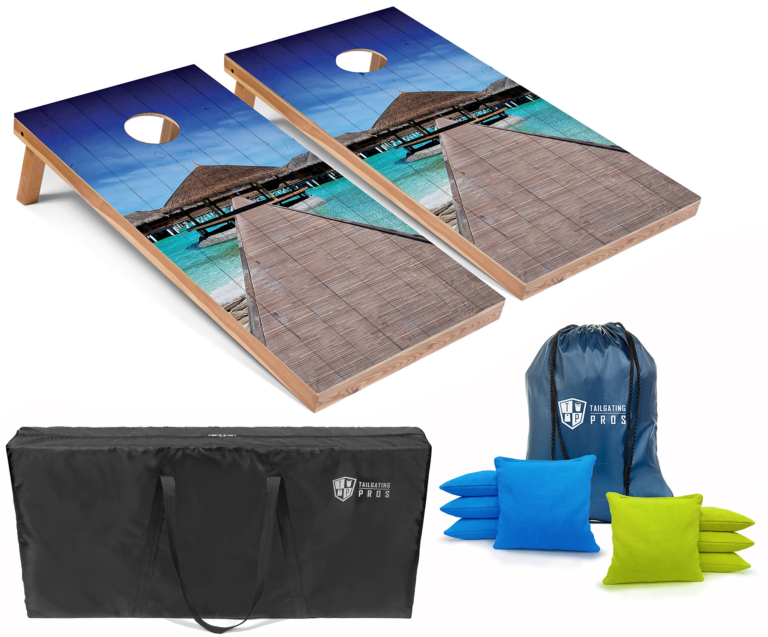 Premium Cornhole Game Set with 4'x2' Boards, 8 Bean Bags & Carrying Case - Tournament Regulation Size & Lightweight Design - Optional LED Lights for Night Play - Perfect for Backyard Parties, Tailgating & Outdoor Events