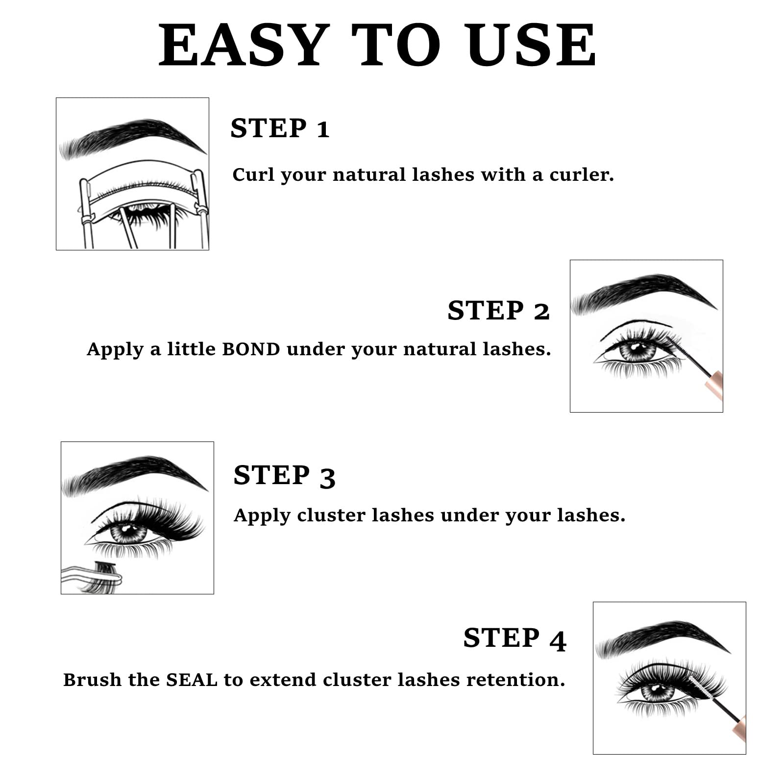 54 Pcs Reusable DIY Eyelash Extension Clusters with Tweezers - C/CC/D Curl, Wide Stem Thin Band, 10/12/14/15/16mm Length - Soft Comfortable False Lashes for Natural Look at Home or Party