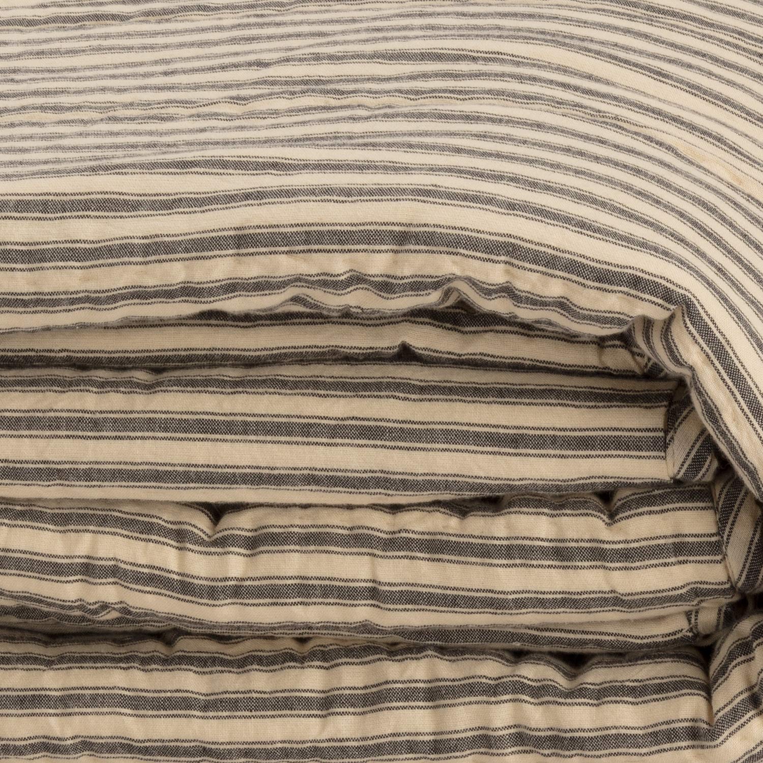 Sawyer Mill Ticking Stripe King Quilt Set - Charcoal Gray | Premium Cotton Bedding for Cozy Sleep | Perfect for Master Bedroom & Guest Room Decor