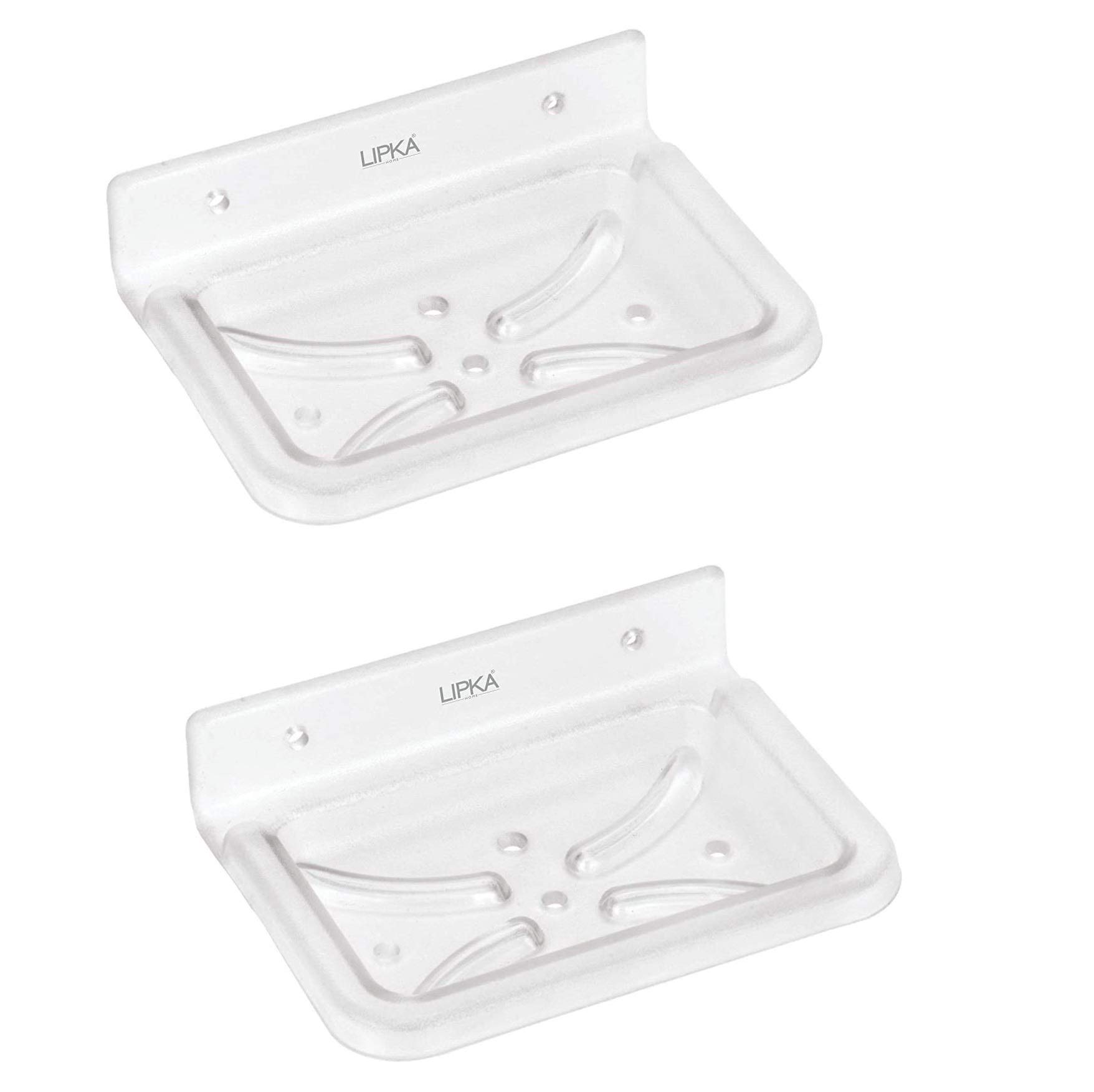 LIPKA Unbreakable ABS Square Soap Holder - Pack of 2, Wall Mount or Countertop Soap Dish for Bathroom & Kitchen - Durable Bathroom Accessories for Shower, Sink, and Countertop Organization