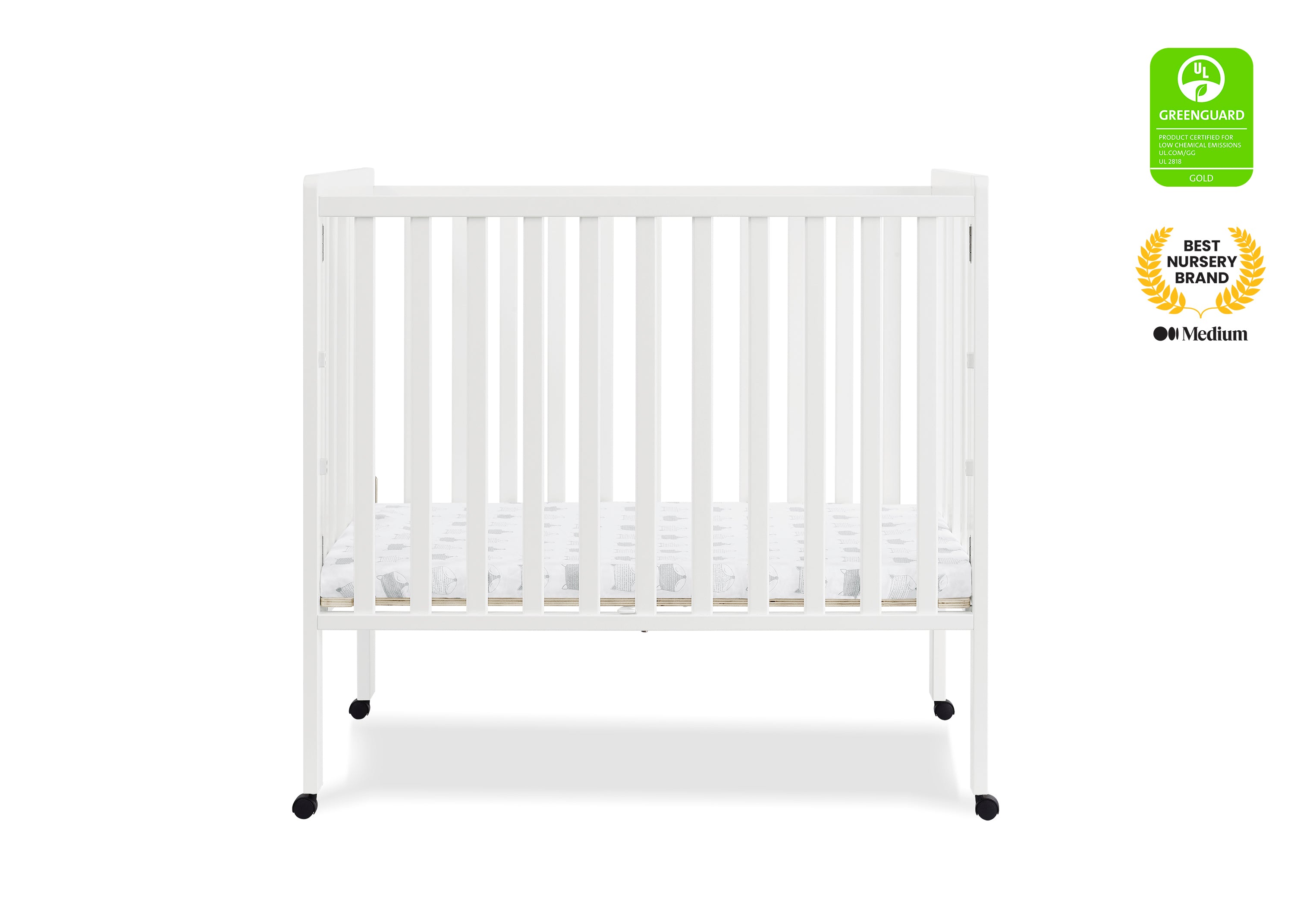 Lee Portable Folding Mini Crib with 1.5 Inch Mattress - Lightweight Travel Crib for Babies & Toddlers - Perfect for Home, Travel, and Daycare Use
