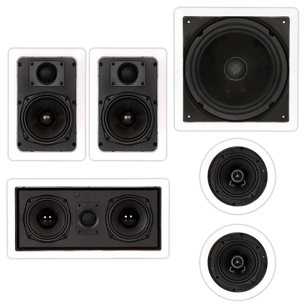 Theater Solutions TST55 In-Wall & In-Ceiling 1150W 5.1 Channel Home Theater Speaker System - Perfect for Home Cinema, Gaming & Music Listening