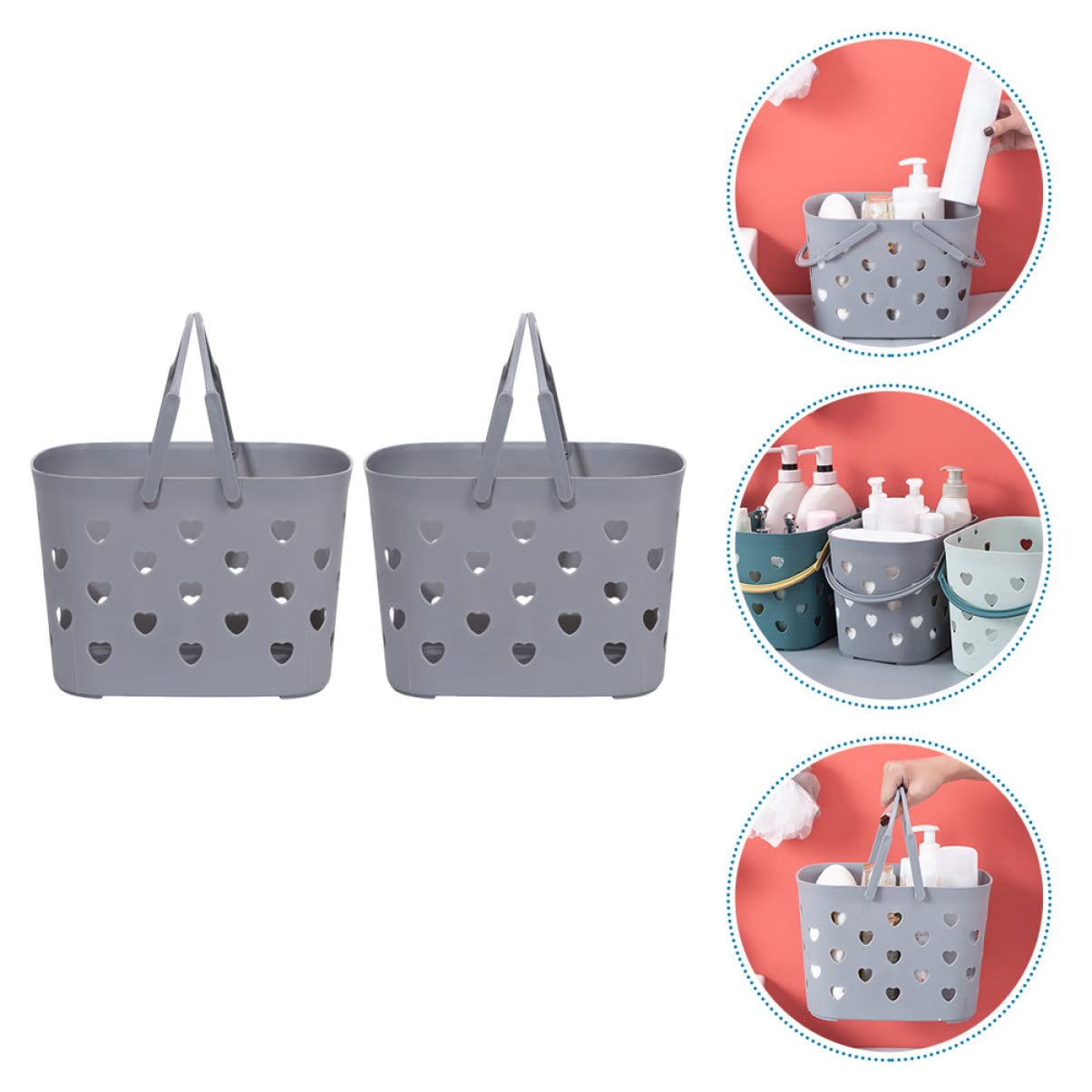 Cabilock 2-Pack Handheld Storage Baskets - Durable Plastic Organizer for Bathroom, Kitchen, Fruits & Vegetables - Decorative Hollow Design for Home Organization (Perfect for Countertop, Pantry & Laundry Room Storage)