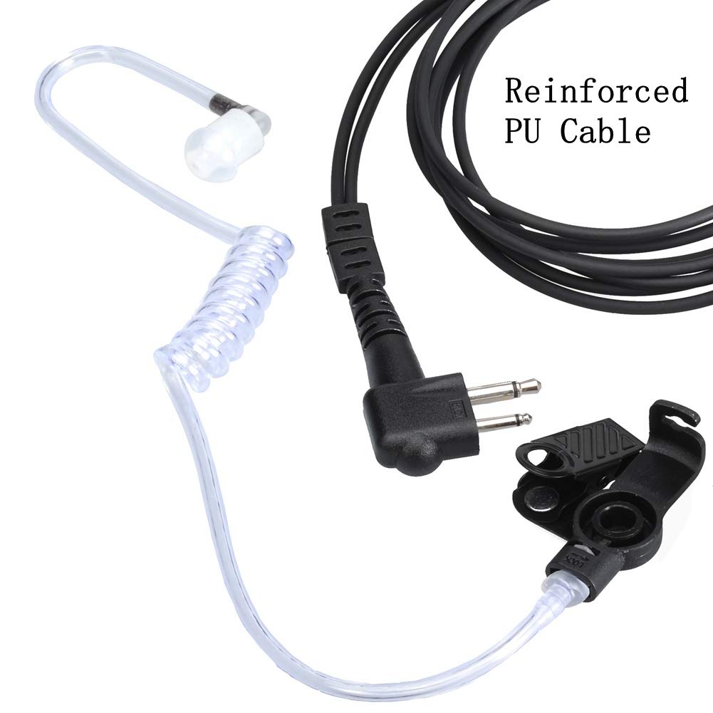 Motorola Walkie Talkie Earpiece with Mic - 2 Pin Acoustic Tube Headset for CP200 GP2000 XU1100 PRO1150 MU12 - 2 Pack - Ideal for Security, Construction & Event Staff Communication