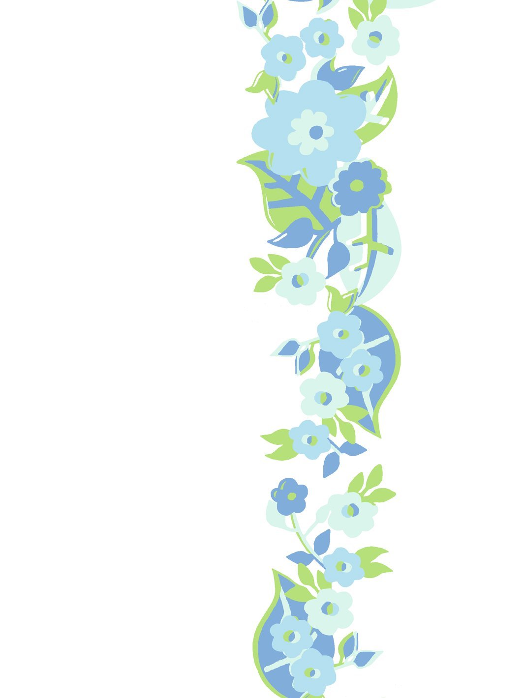 Barbie™ Floral Stripe Wallpaper in Denim Green - Perfect for Nursery, Bedroom, and Living Room Decor