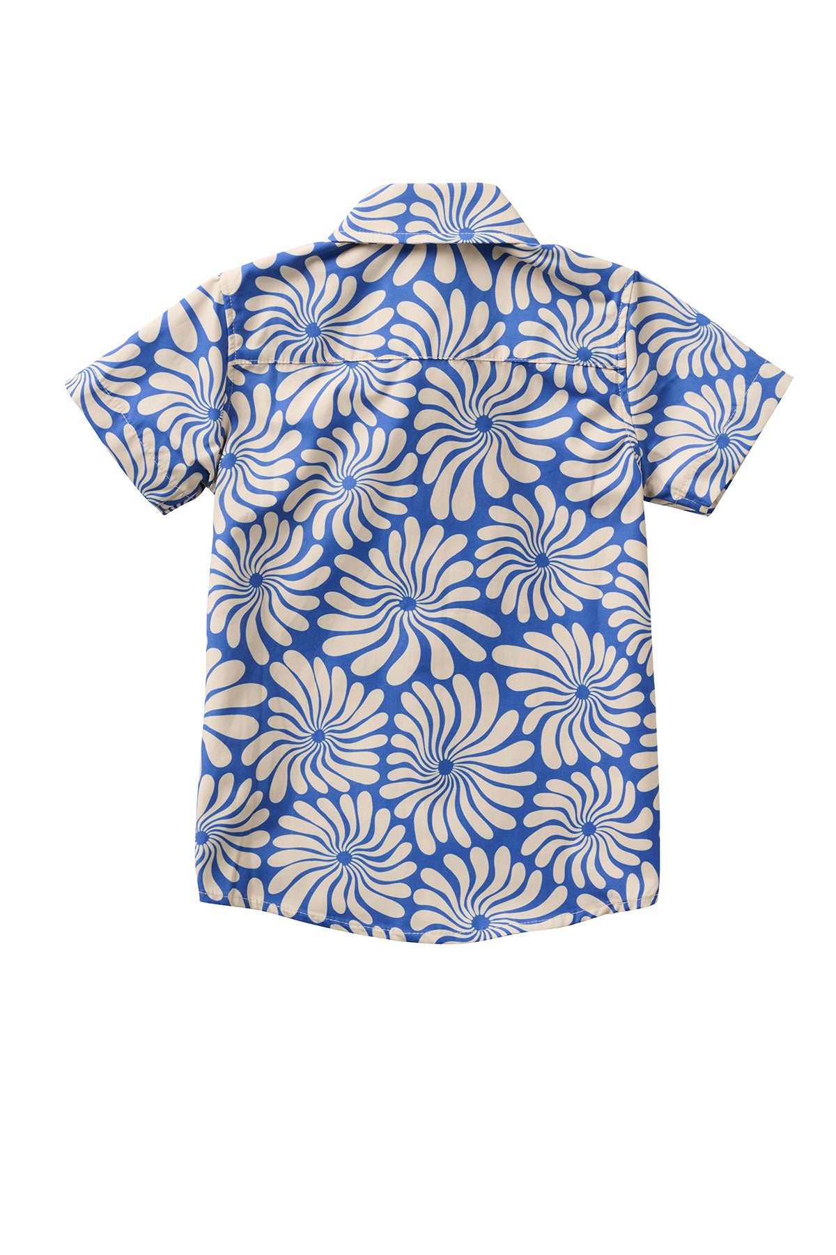 Wavy Flowers Button Up Shirt for Youth - Stylish Navy Blue Casual Top for Boys & Girls | Perfect for School, Parties & Everyday Wear