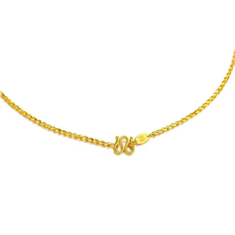 24K Pure Gold Necklace Real AU 999 Solid Gold Chain - Smooth & Elegant Classic Fine Jewelry for Women - Perfect for Weddings, Anniversaries, and Special Occasions - 2023 New Arrival
