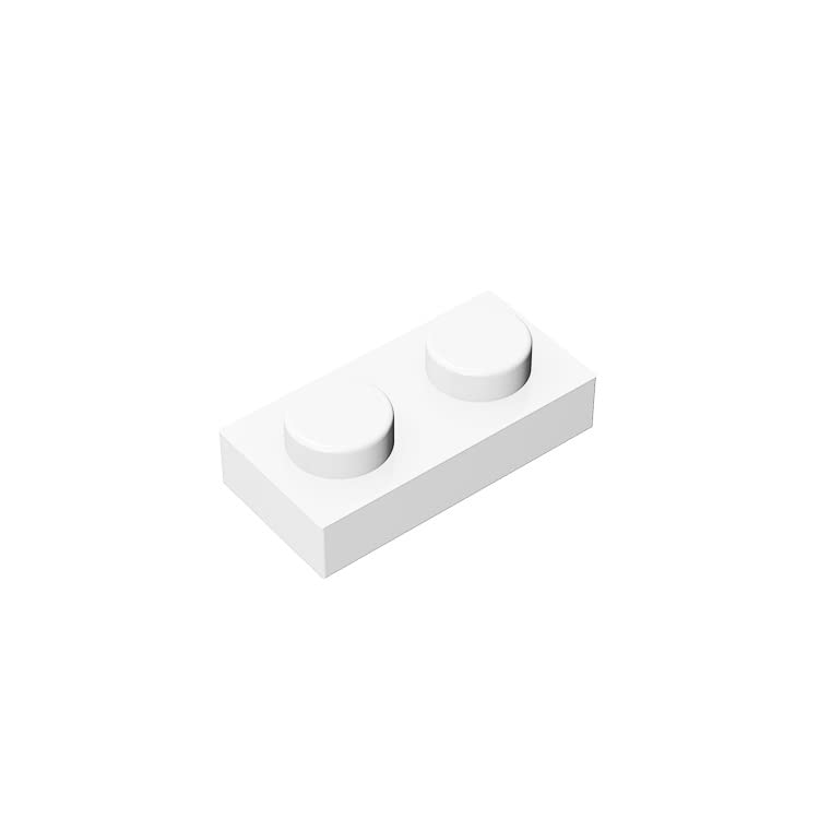100-Piece Classic White 1x2 Building Plates - Bulk Lego-Compatible Bricks for Creative Play, Fits All Major Brick Brands (Perfect for MOCs, DIY Projects & Kids' STEM Learning)