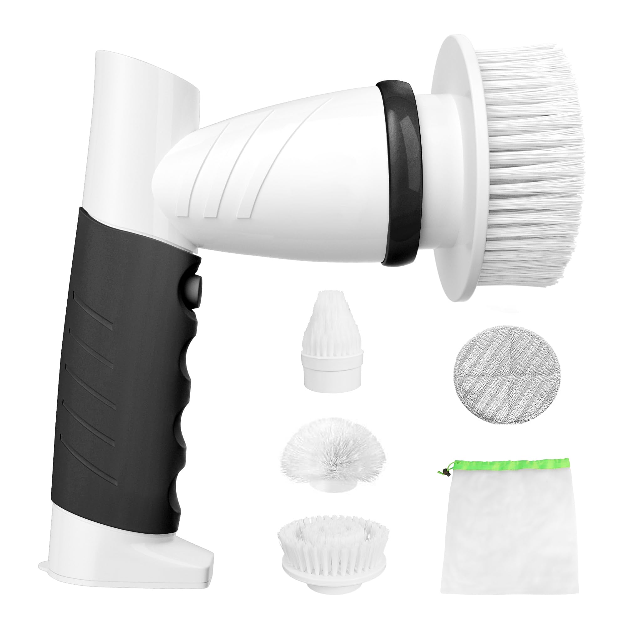 SZFIXEZ Cordless Electric Spin Scrubber - 4 Replaceable Brush Heads for Deep Cleaning Bathroom, Kitchen, Tile, Bathtub, Toilet & Windows | Powerful Cleaning Tool for Stubborn Stains & Grime | Perfect for Shower Walls, Stovetops & Hard-to-Reach Areas